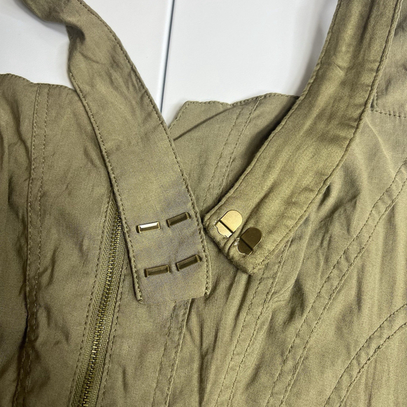 Anthropologie Zip-Front Corset Halter Neck Dress Moss Green Sz L Casual Festive - Picture 14 of 14